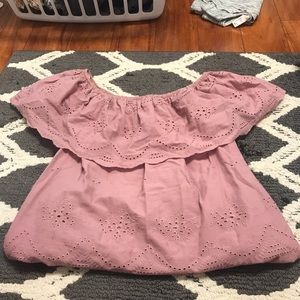 Off the Shoulder Eyelet Top